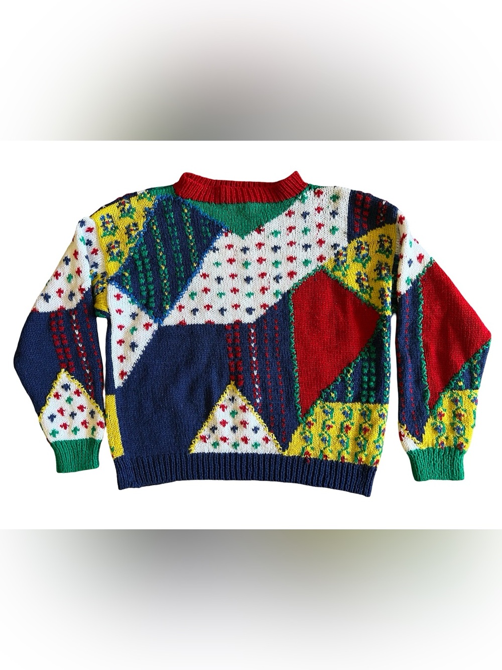 Funky Vintage Kitschy Bold Retro Statement Sweater Art Teacher Eclectic Sz L